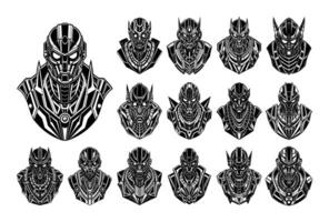 AI generated Silhouette of robot head illustration design set vector