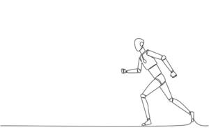 Single continuous line drawing smart robotic leisurely strolling. Habit to get rid of nervousness. Nervous when meeting big client. Light exercise for health. Tech. One line design vector illustration