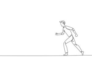 Single continuous line drawing businessman leisurely strolling. Habit to get rid of nervousness. Nervous when meeting a big client. Light exercise for health. One line design vector illustration