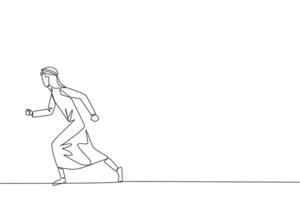 Single continuous line drawing Arabian businessman leisurely strolling. Habit to get rid of nervousness. Nervous when meeting big client. Light exercise for health. One line design vector illustration