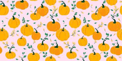 Vibrant  stylized pumpkins seamless pattern.Vector hand drawn sketch. Perfect for fall, Thanksgiving, Halloween, holidays print. Template for design vector