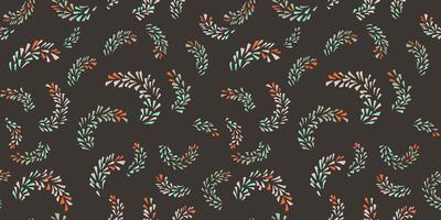 Minimalist seamless pattern with abstract painted branches in a tiny shapes drops, spots, dots. Simple black background with geometric texture patterned. Vector hand drawn sketch. Collage for designs