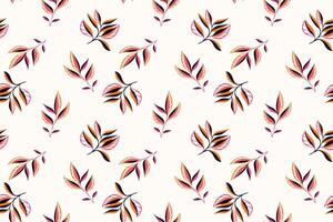 Modern minimalist seamless pattern with tiny creative branches leaves. Cute leafs scattered randomly on a white background. Vector hand drawn sketch. Collage for designs, printing, patterned, fabric