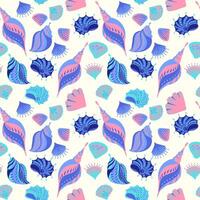Creative cute sea shells seamless pattern on a light background. Vector hand drawn. Abstract marine printing. Template for designs, notebook cover, wrapping paper, exotic wallpaper