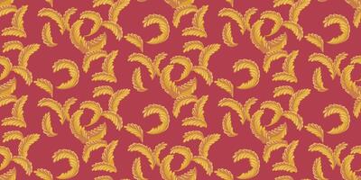 Creative colorful baroque pattern of  forms monogram. Seamless gold vintage abstract artistic textured twisted background. Vector hand drawn. Decorative ornament terracotta printing. Collage template
