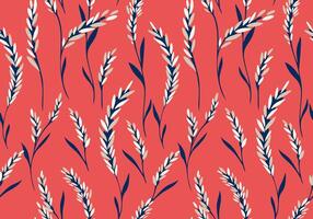 Creative simple branches cereals seamless pattern on a red background. Hand drawn vector sketch. Abstract plants printing. Template for designs, fabric, wallpaper, surface design