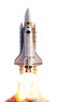 AI generated Space ship realistic shuttle rocket with fire png