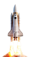 AI generated Space ship realistic shuttle rocket with fire png