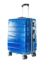 AI generated Blue travel suitcase on wheels isolated png