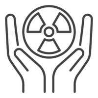 Radiation symbol inside Hands vector linear icon or symbol
