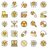 Nuclear Power colored icons set. Radiation and Radioactive concept vector symbols