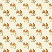Mouse Cursor and Radiation symbol vector colored seamless pattern in outline style