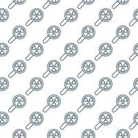 Magnifying Glass with Radiation sign vector seamless pattern in thin line style