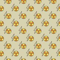 Radiation and Lightning vector symbol colored seamless pattern
