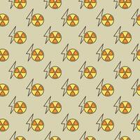 Radiation and Lightning vector symbol colored seamless pattern