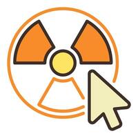 Mouse Cursor and Radiation symbol vector colored icon or sign in outline style