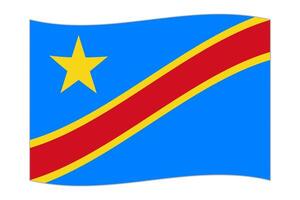 Waving flag of the country Democratic Republic of the Congo. Vector illustration.