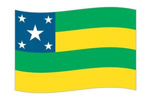 Waving flag of Sergipe. Vector illustration.