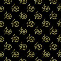 Lightning and Radiation vector symbol linear seamless pattern