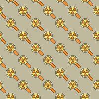 Magnifier and Radiation sign vector colored seamless pattern