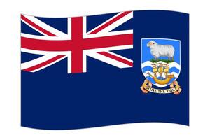 Waving flag of the country Falkland Islands. Vector illustration.