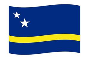 Waving flag of the country Curacao. Vector illustration.