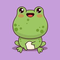 Cute frog. Funny cartoon animal kawaii character. Vector illustration. Kids collection.