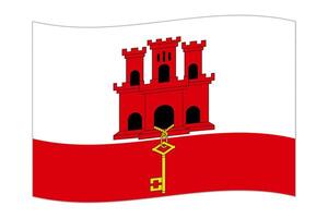 Waving flag of the country Gibraltar. Vector illustration.