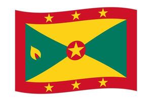 Waving flag of the country Grenada. Vector illustration.