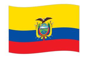 Waving flag of the country Ecuador. Vector illustration.