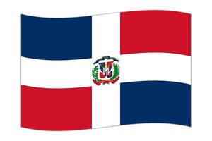 Waving flag of the country Dominican Republic. Vector illustration.