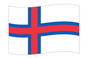 Waving flag of the country Faroe Islands. Vector illustration.