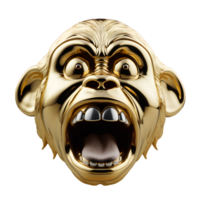 ai généré d'or singe horreur 3d visage illustration png