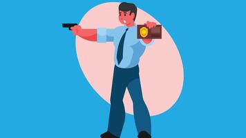 Police officer with a gun and police badge vector illustration