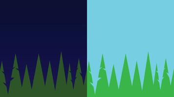 Day and night in forest vector illustration