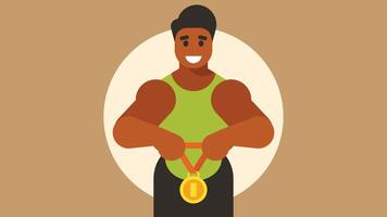 Man Athlete workout and wins a competition vector illustration