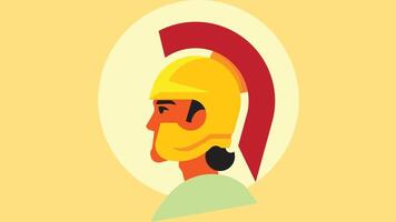Spartan fighter profile side view head with helmet vector illustration,