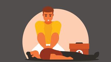 CPR training with first aid kit isolated vector illustration