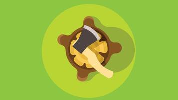 axe on a tree trunk to cut vector illustration