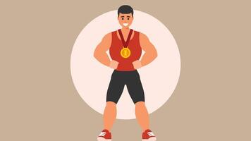 Athlete workout and winning a competition vector illustration