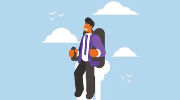 business man is using a jetpack to go to sky vector illustration