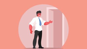 business man is entering a room door vector illustration