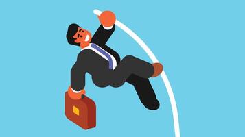 business man is jumping from one edge to another vector illustration