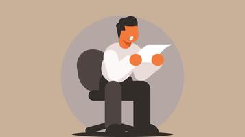 Man is sitting and read a letter paper vector illustration