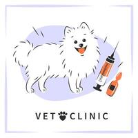 Veterinarian clinic or hospital for animals. Vaccination and treatment of animals. Medicine for pets. Vector illustration