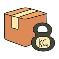 Conceptual flat design icon of parcel weighing vector
