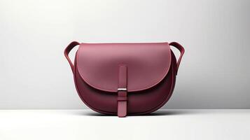 AI generated Burgundy Saddle Bag isolated on white background with copy space for advertisement. AI Generated photo