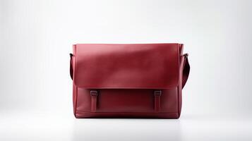 AI generated Burgundy Messenger Bag isolated on white background with copy space for advertisement. AI Generated photo