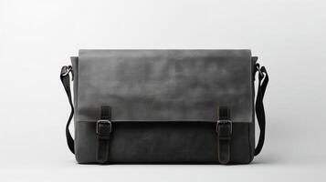 AI generated Charcoal Messenger Bag isolated on white background with copy space for advertisement. AI Generated photo