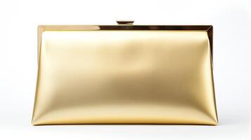 AI generated Gold Clutch Bag isolated on white background with copy space for advertisement. AI Generated photo